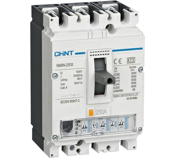 Автоматический выключатель CHINT 3п 63А 50кА NM8N-250S EN с электрон. расцеп. (R) 271332