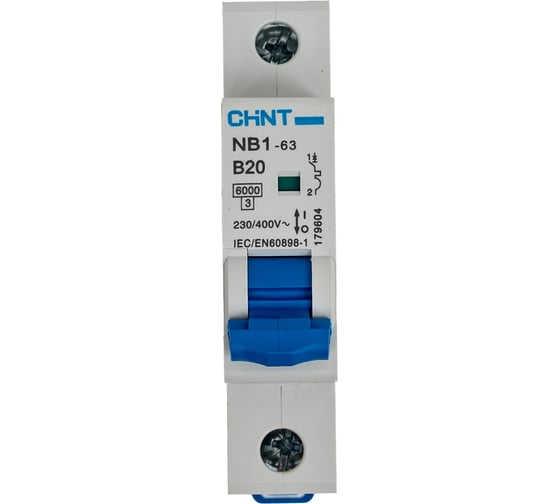 Автоматический выключатель CHINT модульный 1п B 20А 6кА NB1-63 (R) 179604