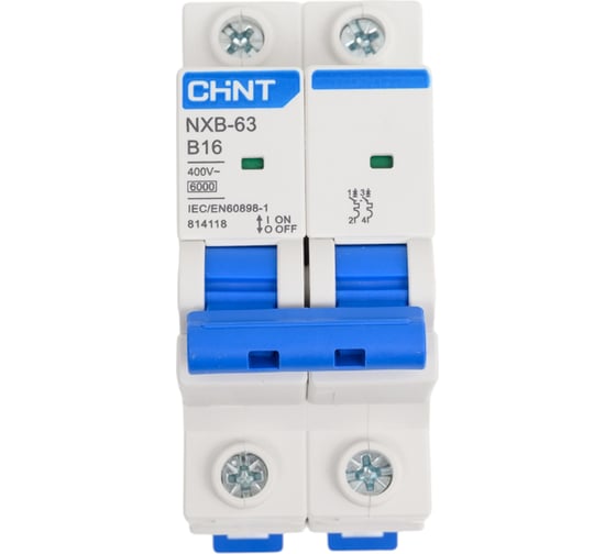 Автоматический выключатель CHINT модульный 2п B 16А 6кА NXB-63 (R) 814118 1