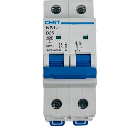 Автоматический выключатель CHINT модульный 2п B 25А 6кА NB1-63 (R) 179647