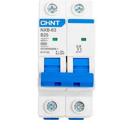 Выключатель автоматический модульный 2п B 25А 6кА NXB-63 (R) CHINT 814120