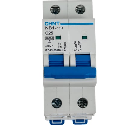 Автоматический выключатель CHINT модульный 2п C 25А 10кА NB1-63H (R) 179829