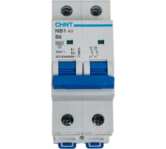 Автоматический выключатель CHINT модульный 2п B 6А 6кА NB1-63 (R) 179653
