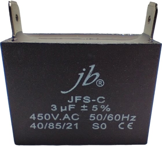 Пусковой конденсатор JB Capacitors 3мкФ, 450В, 38х18х29, JFS-C (CBB61) (клеммы), JFSCA6305J000000B-170