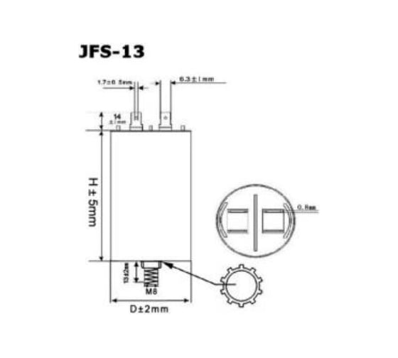 Пусковой конденсатор JB Capacitors 16мкФ, 450В, 35х66, JFS-13 (клеммы+болт) JFS13A6166J000000B-159 1