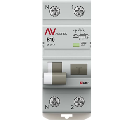 Автоматический выключатель дифференциального тока EKF AVERES DVA-6 1P+N 10А (B) 10мА (A) 6кА rcbo6-1pn-10B-10-a-av