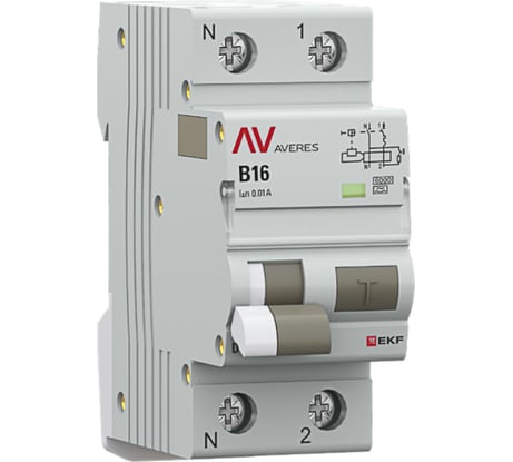Автоматический выключатель дифференциального тока EKF DVA-6 1P+N, 16А (B), 10мА (A), 6кА, AVERES rcbo6-1pn-16B-10-a-av