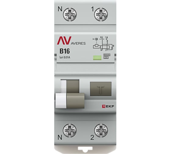Автоматический выключатель дифференциального тока EKF DVA-6 1P+N, 16А (B), 10мА (A), 6кА, AVERES rcbo6-1pn-16B-10-a-av