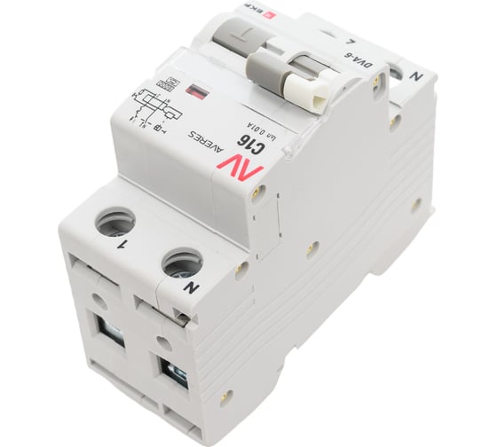 Автоматический выключатель дифференциального тока EKF DVA-6 1P+N, 16А (C), 10мА (A), 6кА, AVERES rcbo6-1pn-16C-10-a-av