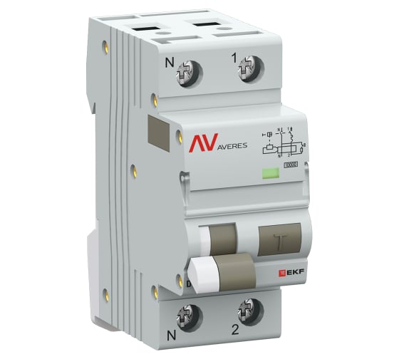 Дифференциальный автомат EKF DVA-10 1P+N, 16А (D), 300мА (AC), 10кА, AVERES rcbo10-1pn-16D-300-ac-av