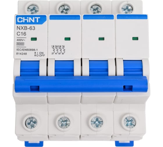 Автоматический выключатель CHINT модульный 4п C 16А 6кА NXB-63 (R) 814248 1
