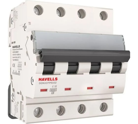 Автоматический выключатель Havells 4P 6kA, C-32A, 4M. 7701613