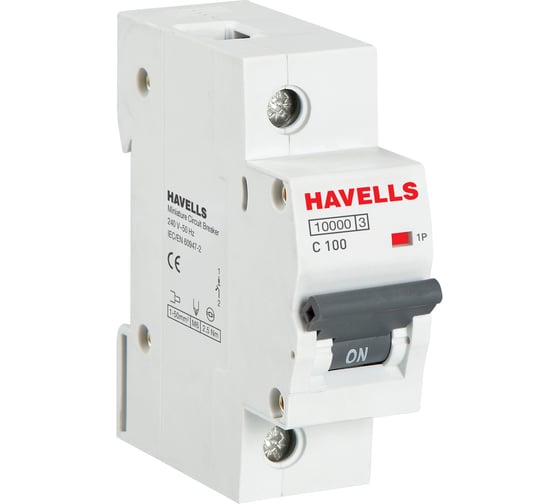 Автоматический выключатель Havells 1P, 10kA, C-100A, 1,5M. 7701618 1