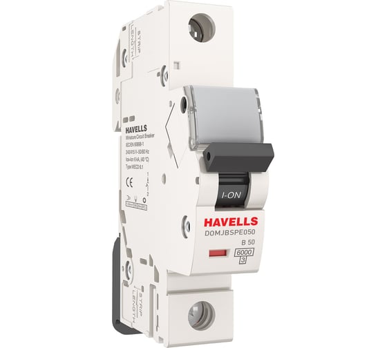 Автоматический выключатель Havells 1P, 6kA, B-50A, 1M. 7701555