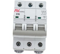 Автоматический выключатель EKF AVERES AV-6, 3P, 16A, C, 6kA mcb6-3-16C-av 16040395