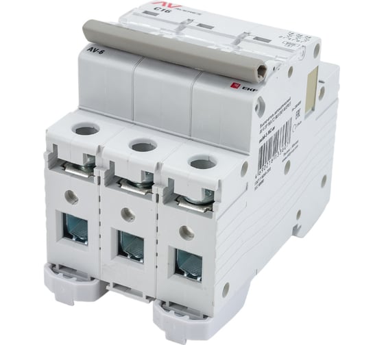 Автоматический выключатель EKF AVERES AV-6, 3P, 16A, C, 6kA mcb6-3-16C-av