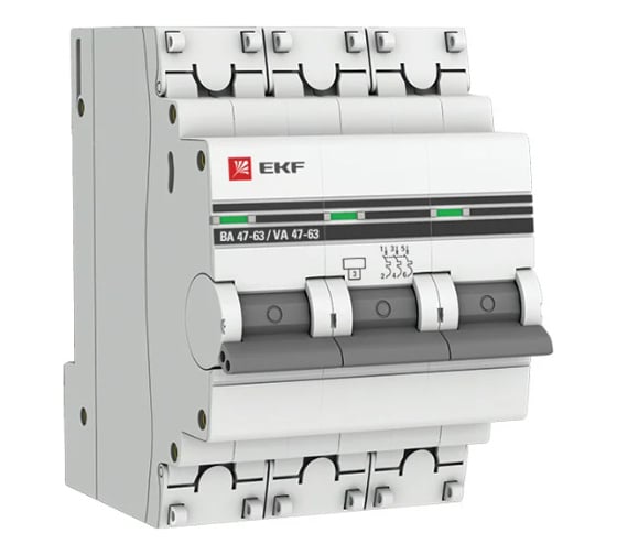 Автоматический выключатель EKF PROxima, ВА 47-63, 3P, 10А, В, 4,5kA mcb4763-3-10B-pro