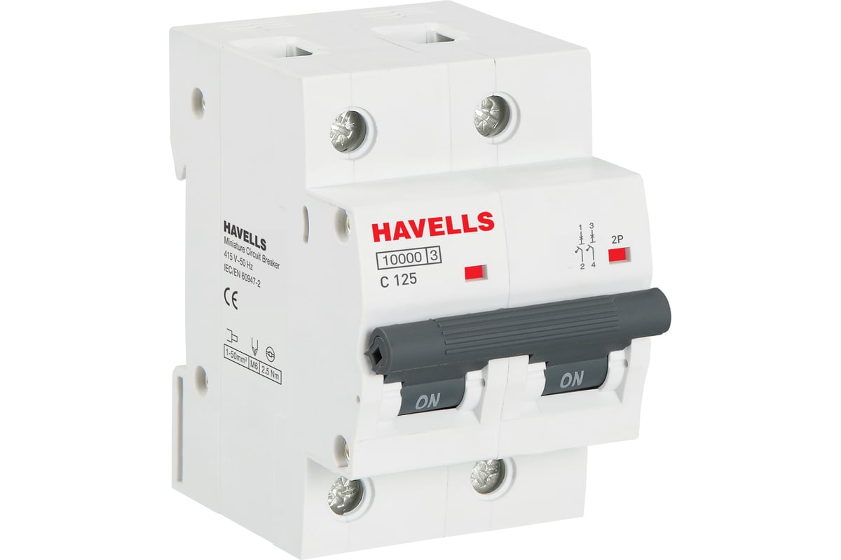 Автоматический выключатель Havells 2P, 10kA, C-125A, 3M. 7701622 ...