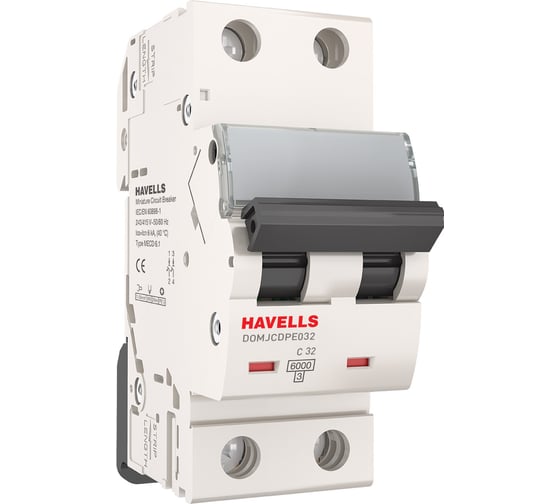 Автоматический выключатель Havells 2P, 6kA, C-32A, 2M. 7701598