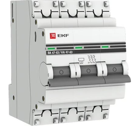 Автоматический выключатель EKF PROxima ВА 47-63, 3P, 5А, D, 4,5kA mcb4763-3-05D-pro