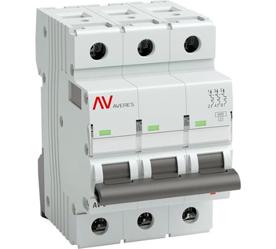 Автоматический выключатель EKF AVERES AV-6, DC, 3P, 2A, C, 6kA mcb6-DC-3-02C-av 1