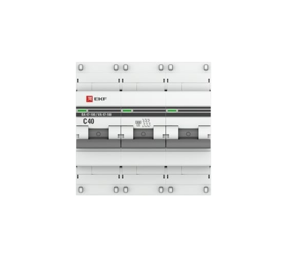 Автоматический выключатель EKF 3P 40А C 10kA ВА 47-100 PROxima mcb47100-3-40C-pro