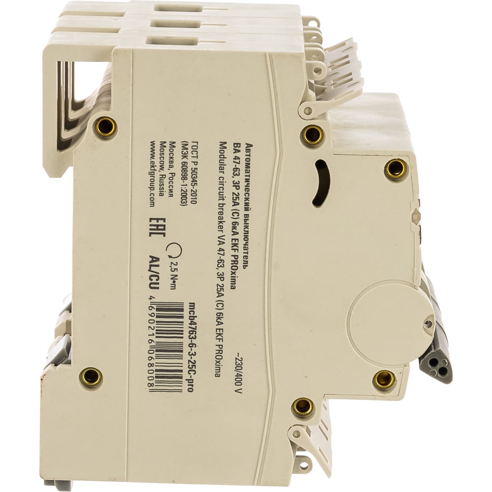 Автоматический выключатель EKF 3P 25А C 6кА ВА 47-63 PROxima mcb4763-6 ...