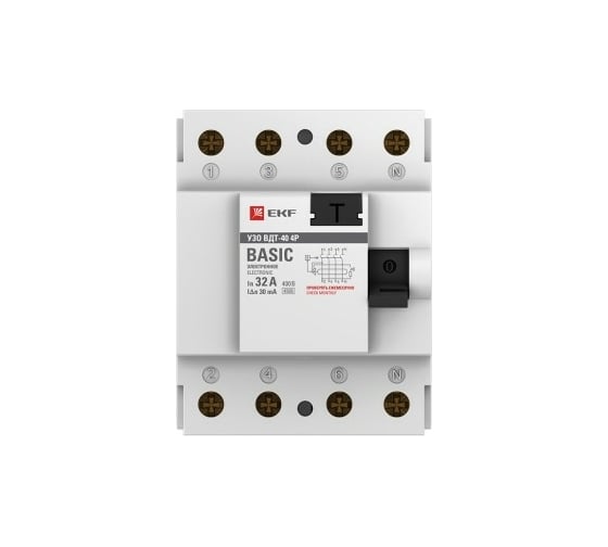 Устройство защитного отключения EKF ВД-40, 4P, 40А/30мА, электронное, Basic elcb-4-40-30e-sim