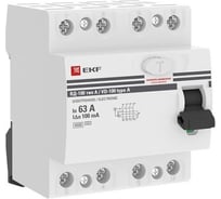 Устройство Защитного Отключения EKF ВД-100, 4P, 63А/100мА, PROxima elcb-4-63-100-e-a-pro