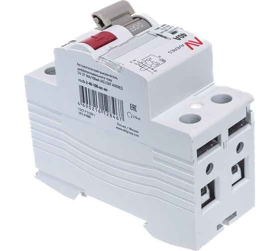 Устройство защитного отключения EKF DV 2P 40А/100мА AC AVERES rccb-2-40-100-ac-av