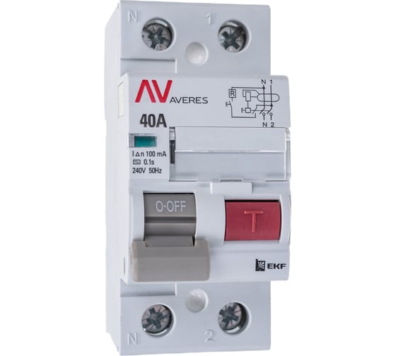Устройство защитного отключения EKF DV 2P 40А/100мА AC AVERES rccb-2-40-100-ac-av