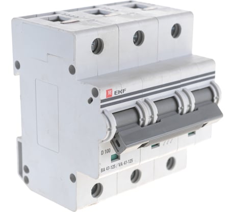 Автоматический выключатель EKF 3P 100А D 15кА ВА 47-125 PROxima mcb47125-3-100D