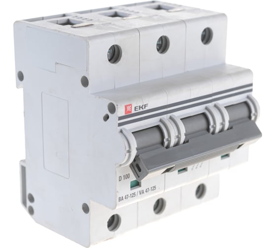 Автоматический выключатель EKF 3P 100А D 15кА ВА 47-125 PROxima mcb47125-3-100D