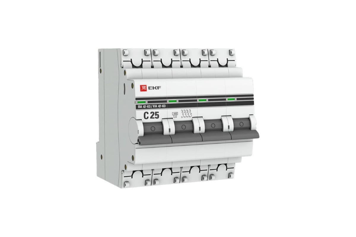 Автоматический выключатель EKF PROxima ВА 47-63, 4P, 25А, C, 4,5kA ...