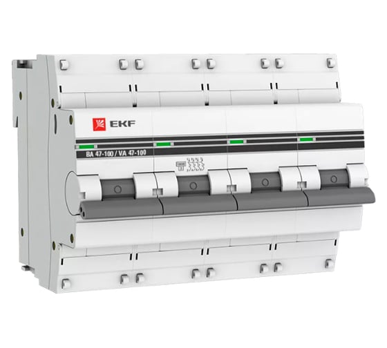 Автоматический выключатель EKF PROxima ВА 47-100, 4P, 10А, D, 10kA mcb47100-4-10D-pro 1