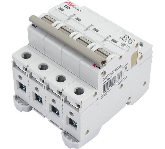Автоматический выключатель EKF AVERES AV-6, 4P, 25A, C, 6kA mcb6-4-25C-av