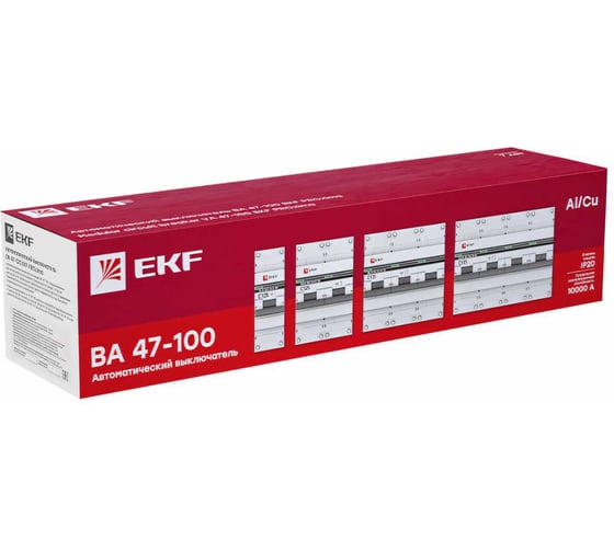 Автоматический выключатель EKF PROxima ВА 47-100, 4P, 80А, 10kA mcb47100-4-80C-pro