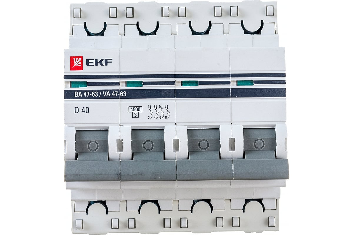 Автоматический выключатель EKF PROxima ВА 47-63, 4P, 40А, 4,5kA mcb4763 ...