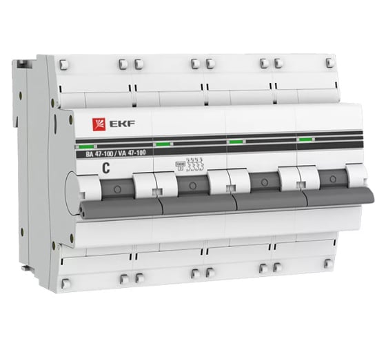 Автоматический выключатель EKF PROxima ВА 47-100, 4P, 40А, 10kA mcb47100-4-40C-pro 1