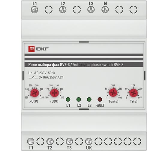 Rvf 3 63а ekf proxima схема подключения Реле выбора фаз EKF PROxima РВФ-3 RVF-3 - выгодная цена, отзывы, характеристики,