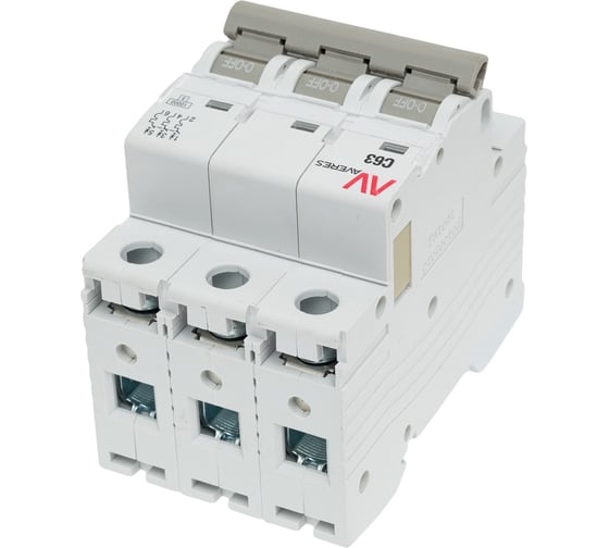 Автоматический выключатель EKF AV-10, 3P, 63A, 10kA, AVERES mcb10-3-63C-av