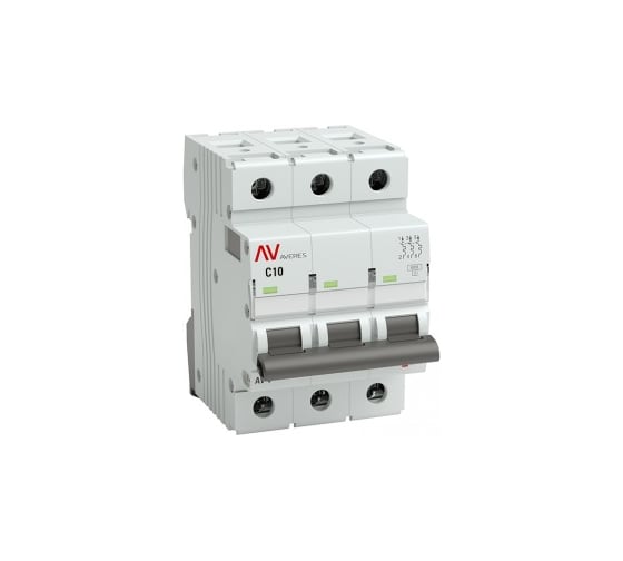 Автоматический выключатель EKF AV-10, 3P, 10A, 10kA, AVERES mcb10-3-10C-av 1