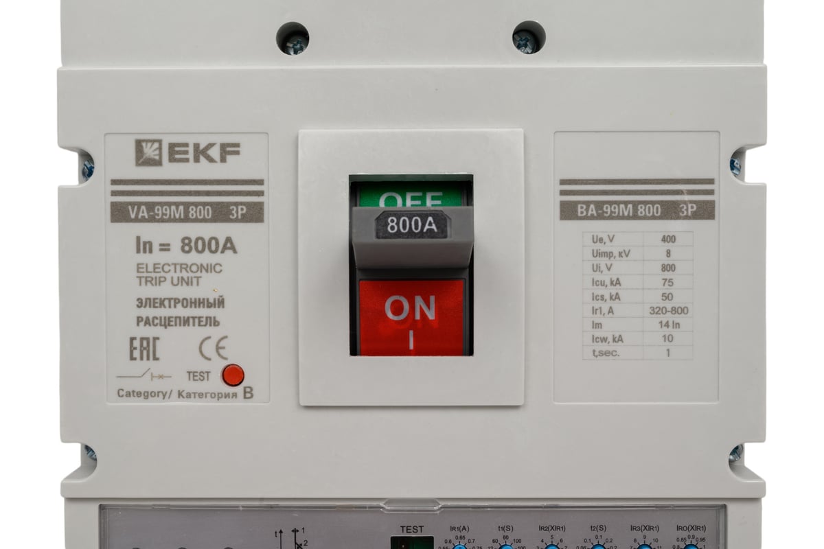 Автоматический выключатель EKF ВА-99М, 800/800А, 3P, 75кА, с ...