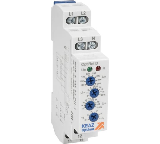 Реле контроля фаз КЭАЗ OptiRel D PHS-3-1M-04-PN-2 повышенного/пониженного 3Ф+N 2СО 331994