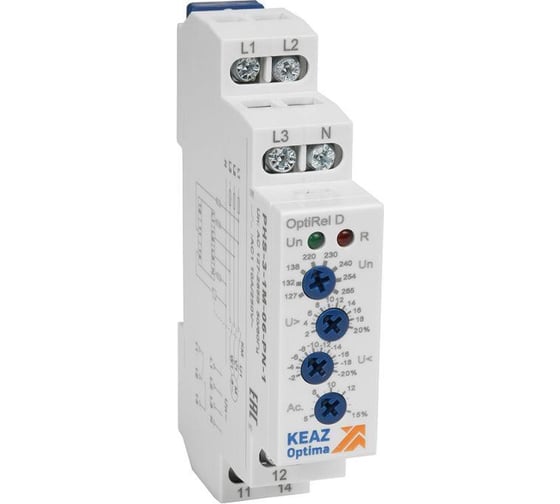 Реле контроля фаз КЭАЗ OptiRel D PHS-3-1M-06-PP-2 повышенного/пониженного напряжения, настройка асимметрии, 3Ф 2СО 332000 1