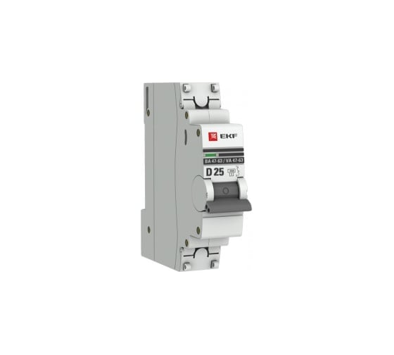 Автоматический выключатель EKF 1P, 25А, D, 4,5kA, ВА 47-63, PROxima mcb4763-1-25D-pro 1