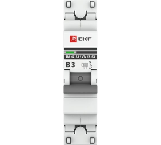Автоматический выключатель EKF 1P, 3А (В), 4,5kA, ВА 47-63, PROxima mcb4763-1-03B-pro