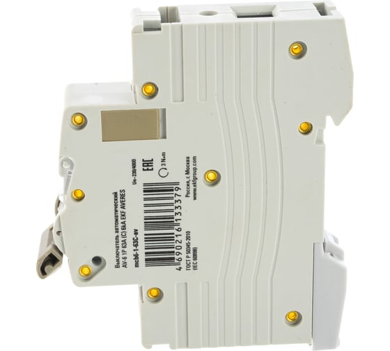 Автоматический выключатель EKF AVERES AV-6, 1P, 63A, C, 6kA mcb6-1-63C-av