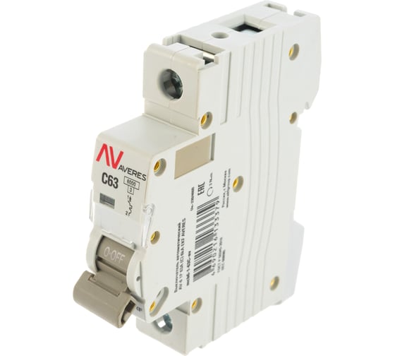 Автоматический выключатель EKF AVERES AV-6, 1P, 63A, C, 6kA mcb6-1-63C-av