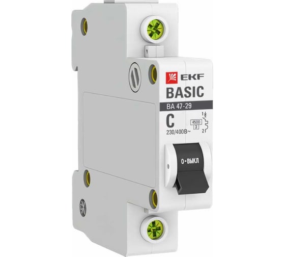 Автоматический выключатель EKF Basic ВА 47-29, 1P, 50А, C, 4,5кА mcb4729-1-50C 1